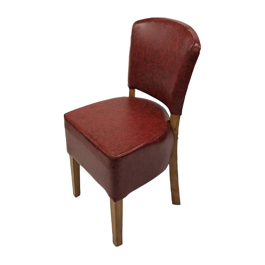 Hanoi Dining Chairs In Weathered Oak with Bison Vinyl Bordeaux (2 Pack)