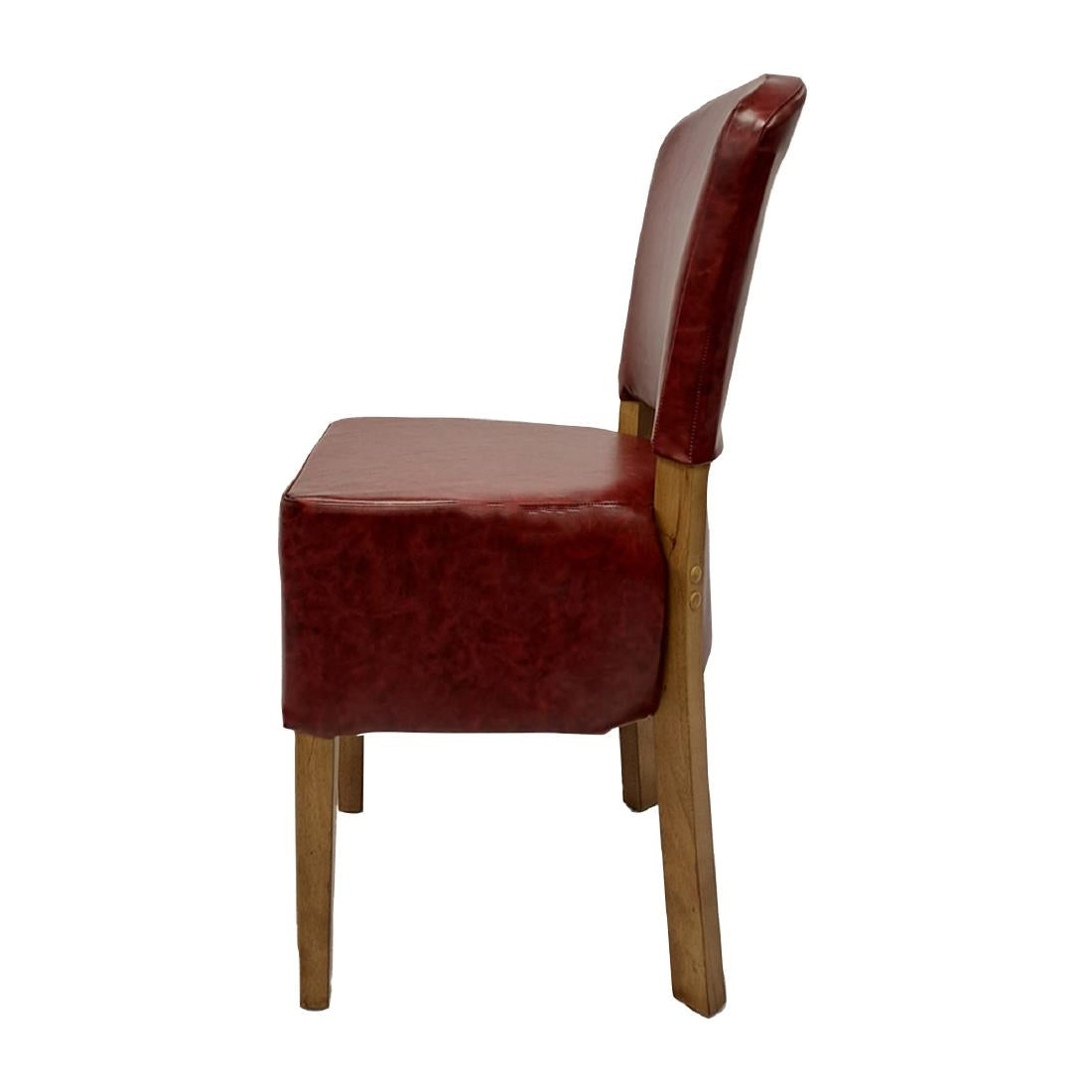 Hanoi Dining Chairs In Weathered Oak with Bison Vinyl Bordeaux (2 Pack)