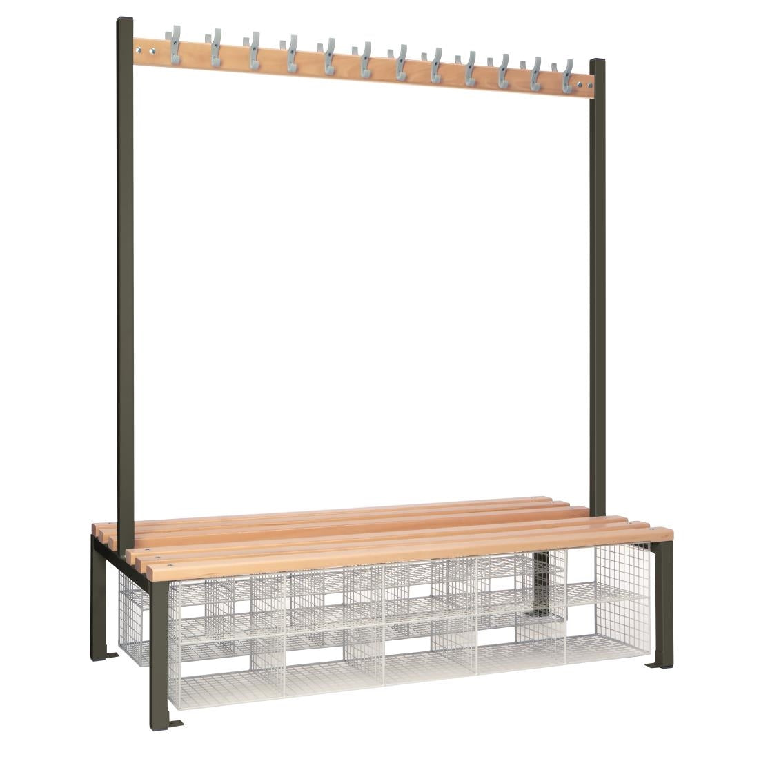 Double-Sided Island Seating with Mesh Basket Dark Grey 1500mm