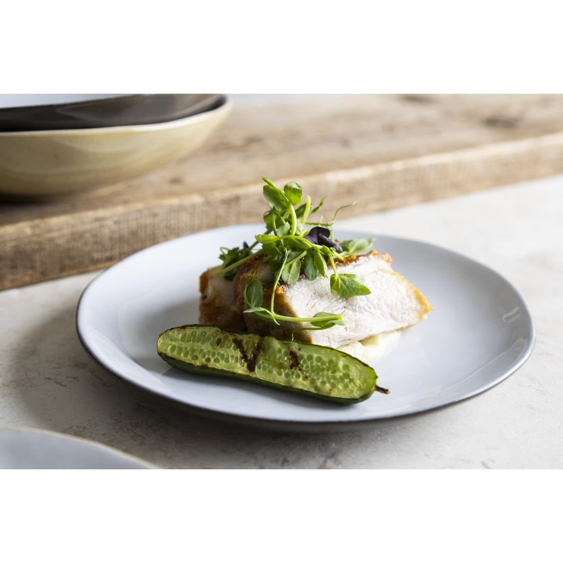 Olympia Raw Recycled Clay Coupe Plates Charcoal 220mm (6 Pack)