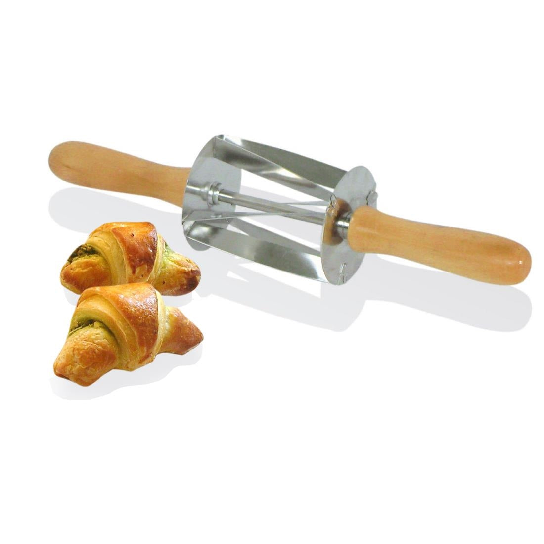 Gobel Stainless Steel Mini Croissant Roller Cutter with Wooden Handle 345x75x75mm