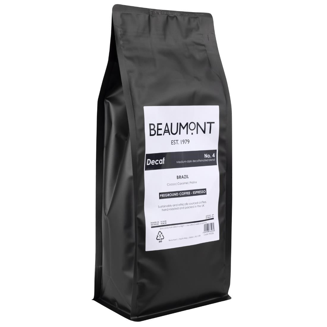 Beaumont No.4 Decaf Coffee Espresso Grind 1kg