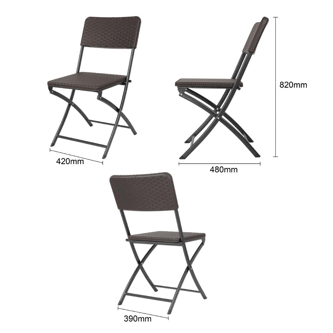 Bolero Rattan Folding Chairs Brown (2 Pack)