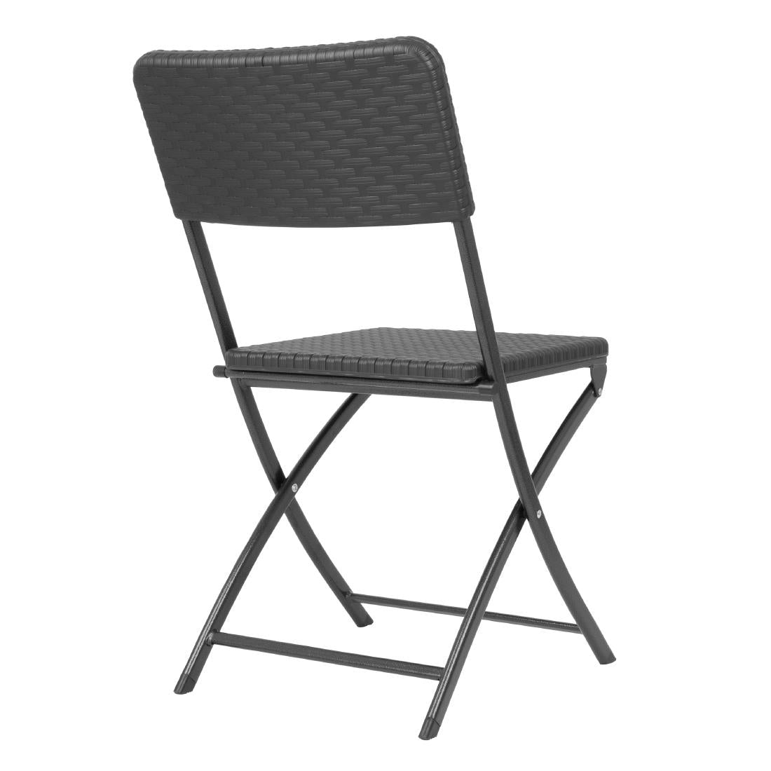 Bolero Rattan Folding Chairs Black (2 Pack)
