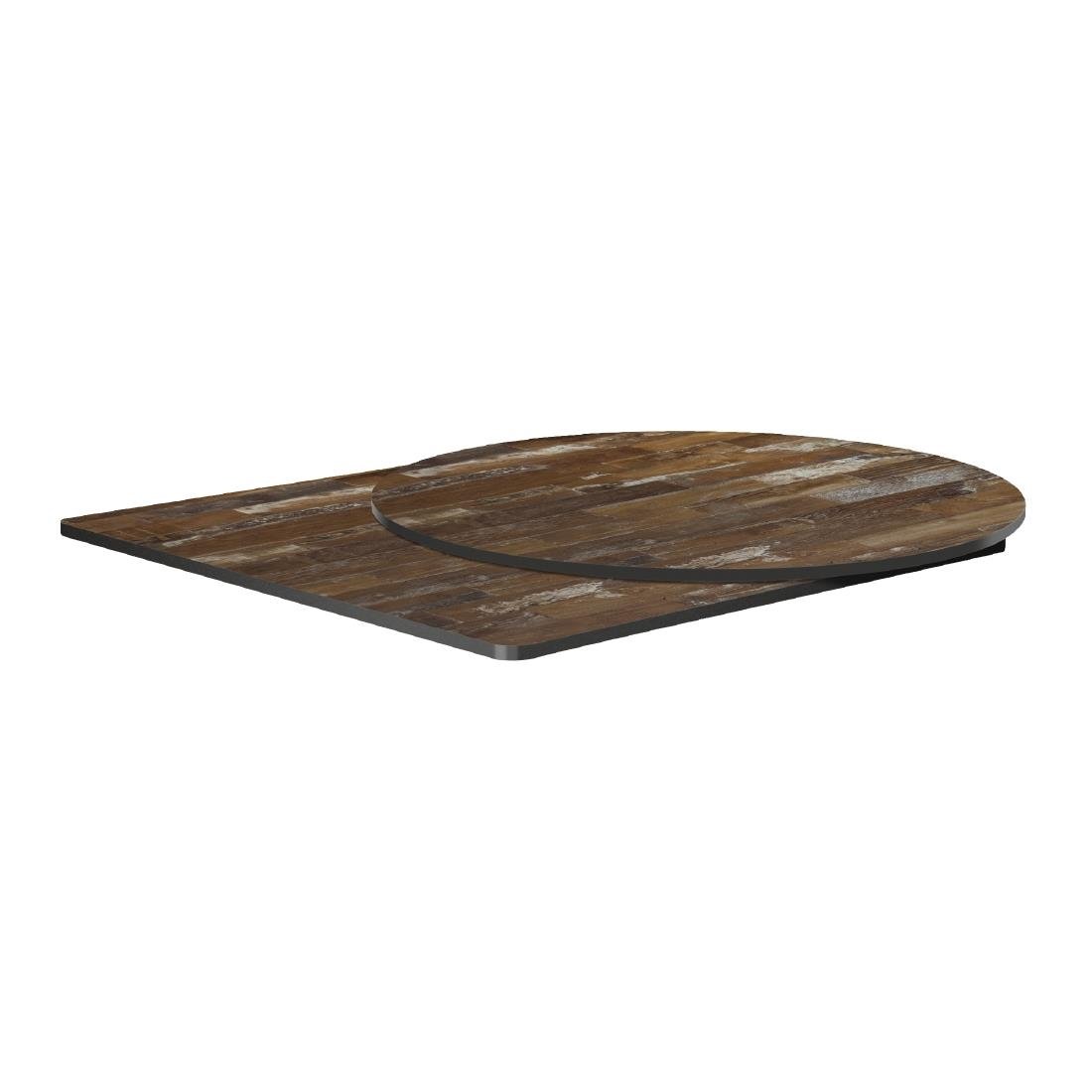 Extrema Round Planked Vintage Wood Table Top 600mm
