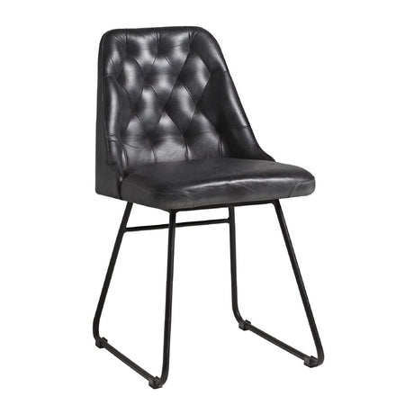 Harland Side Chairs Leather Vintage Black (2 Pack)