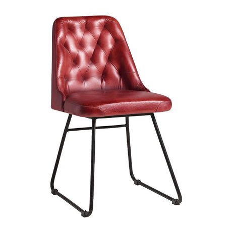 Harland Side Chairs Leather Vintage Red (2 Pack)