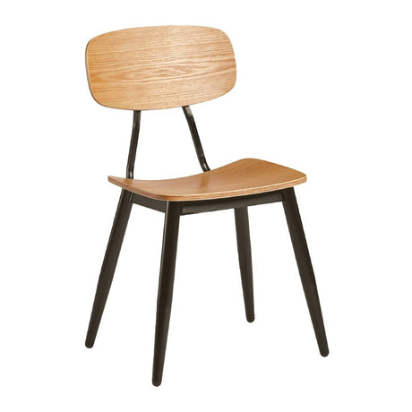 Juna Side Chairs Ply Oak & Black Steel (2 Pack)