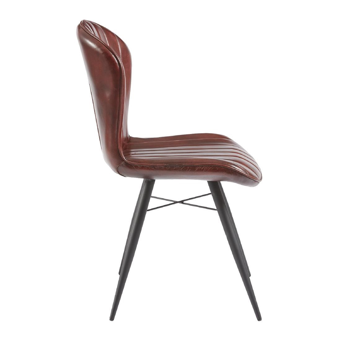 Lena Side Chair Claret Red leather (2 Pack)