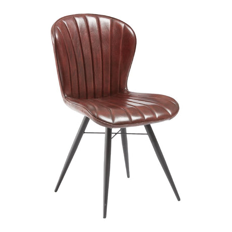 Lena Side Chair Claret Red leather (2 Pack)