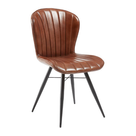 Lena Side Chair Pecan Brown leather (2 Pack)