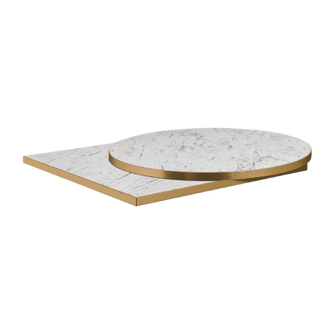 Omega Square Laminate Table Top White Carrara Marble 600x600mm