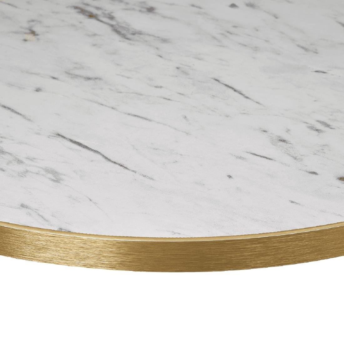Omega Round Laminate Table Top White Carrara Marble 800mm