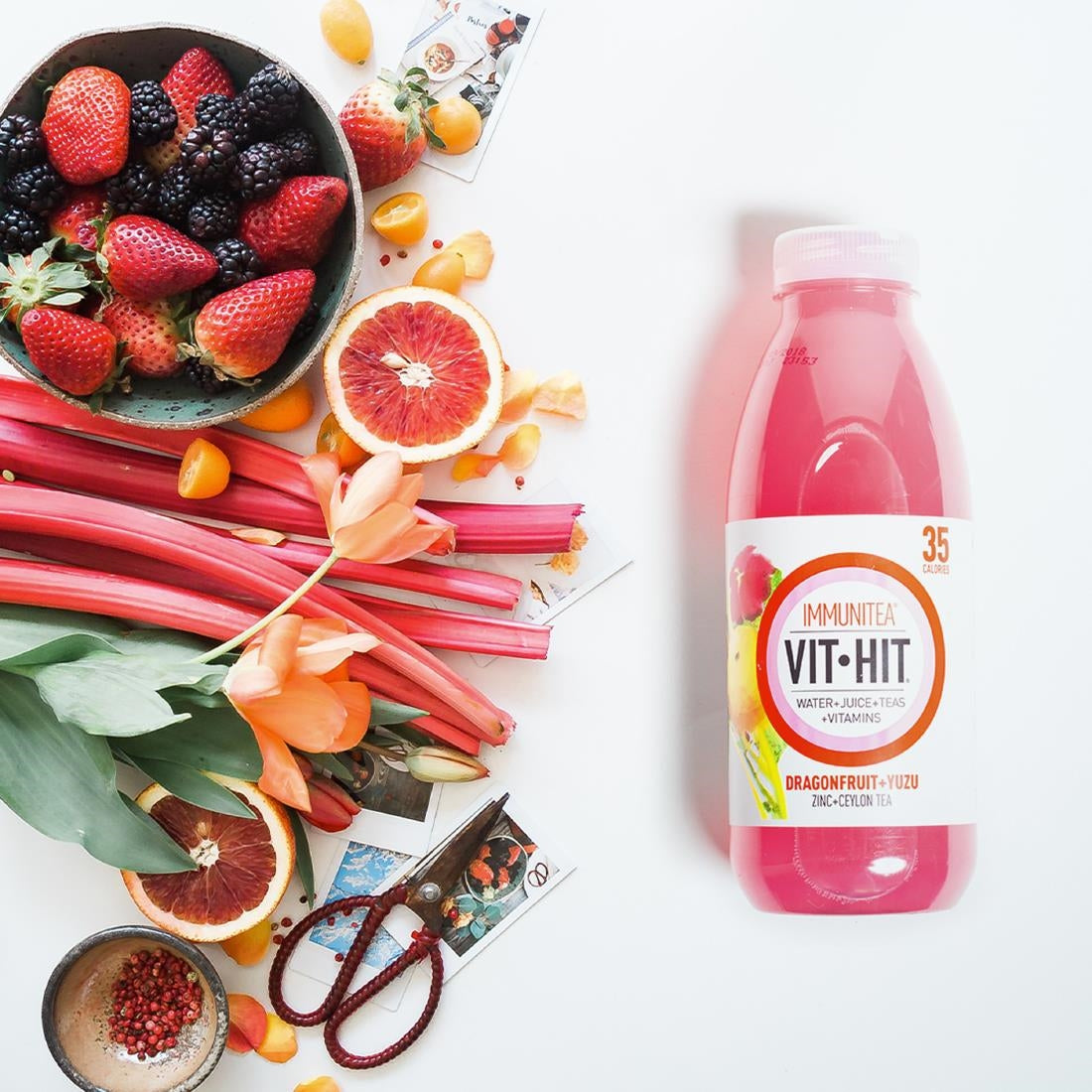 VITHIT Immunitea Dragonfruit & Yuzu Vitamin Water 500ml (12 Pack)