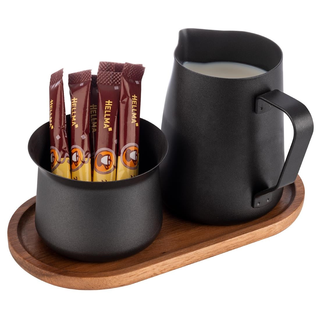APS Acacia Wood And Stainless Steel Milk and Sugar Set