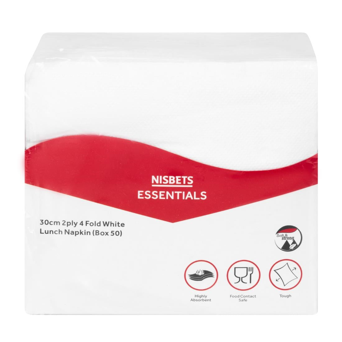 Nisbets Essentials 2ply 4-Fold White Lunch Napkins (50 Pack)