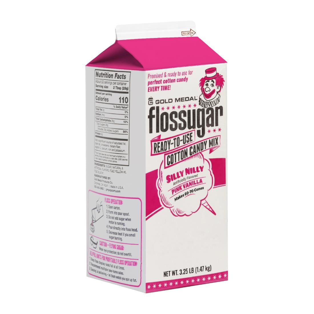 Flossugar Pink Vanilla Ready to Use Cotton Candy Mix 1.47kg