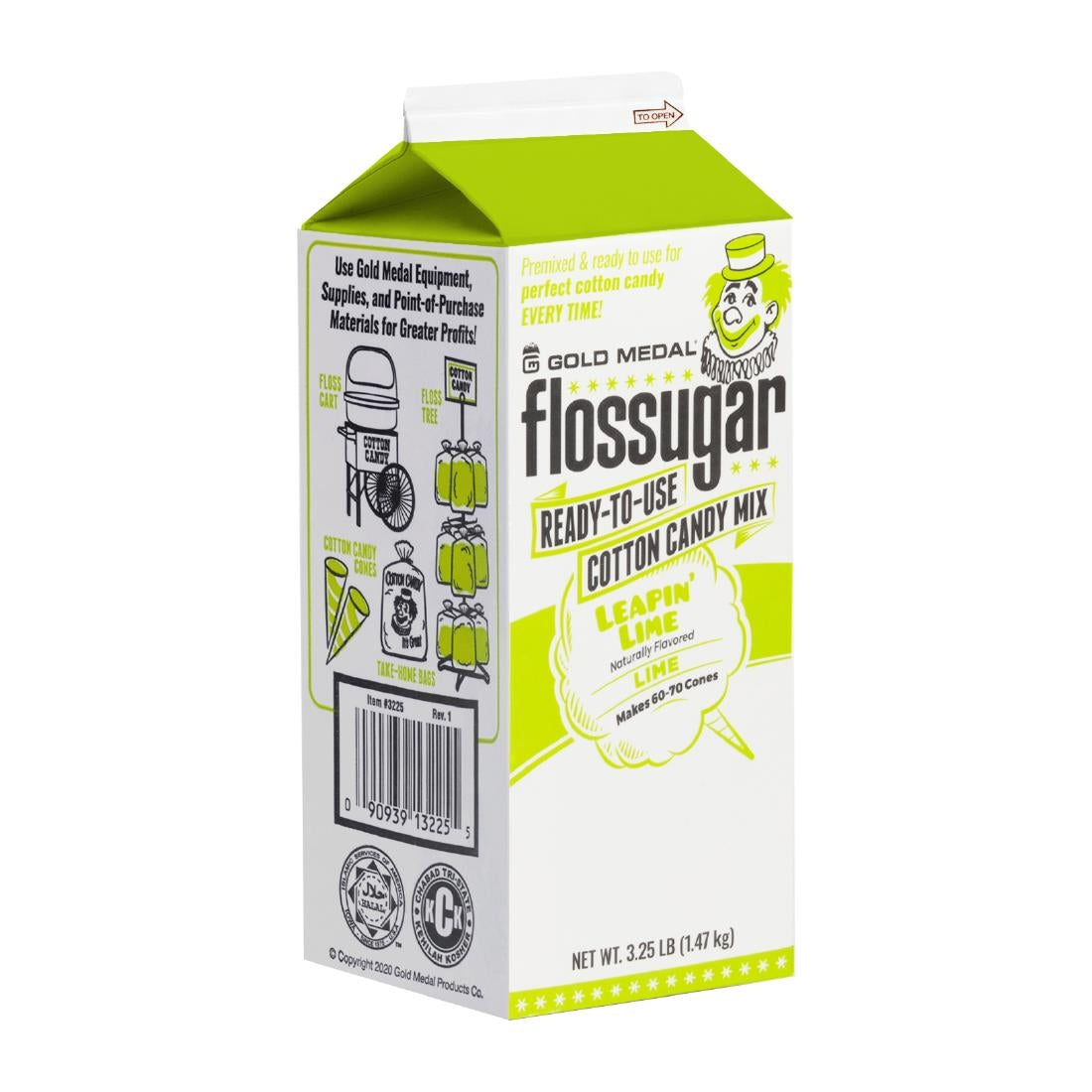 Flossugar Lime Ready to Use Cotton Candy Mix 1.47kg
