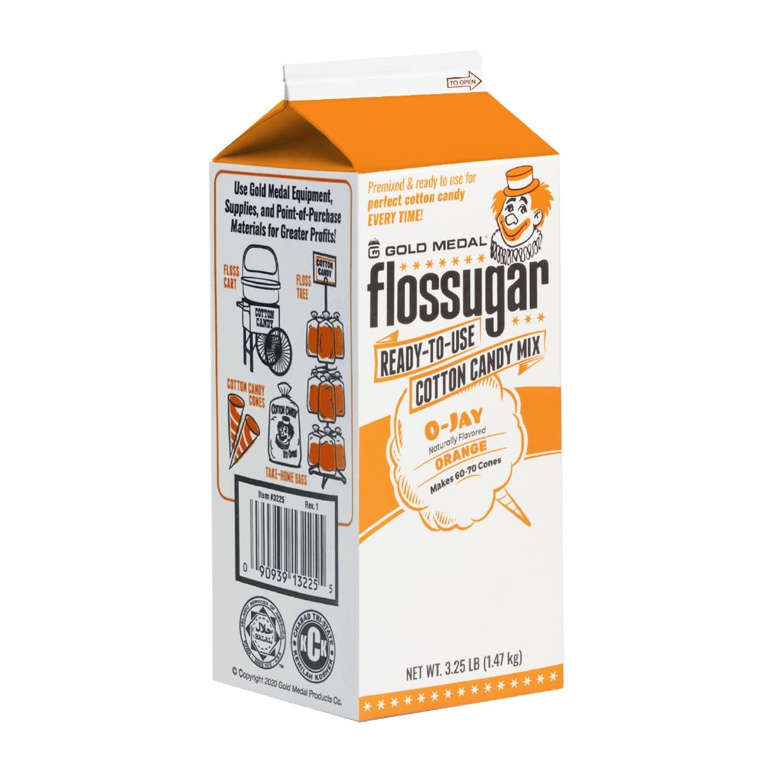 Flossugar Orange Ready to Use Cotton Candy Mix 1.47kg