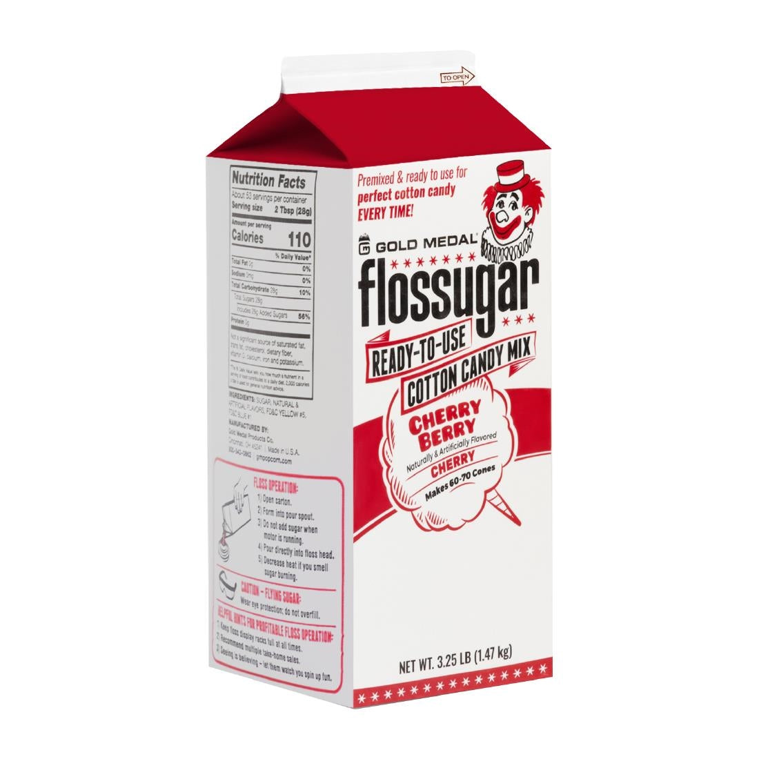 Flossugar Cherry Ready to Use Cotton Candy Mix 1.47kg