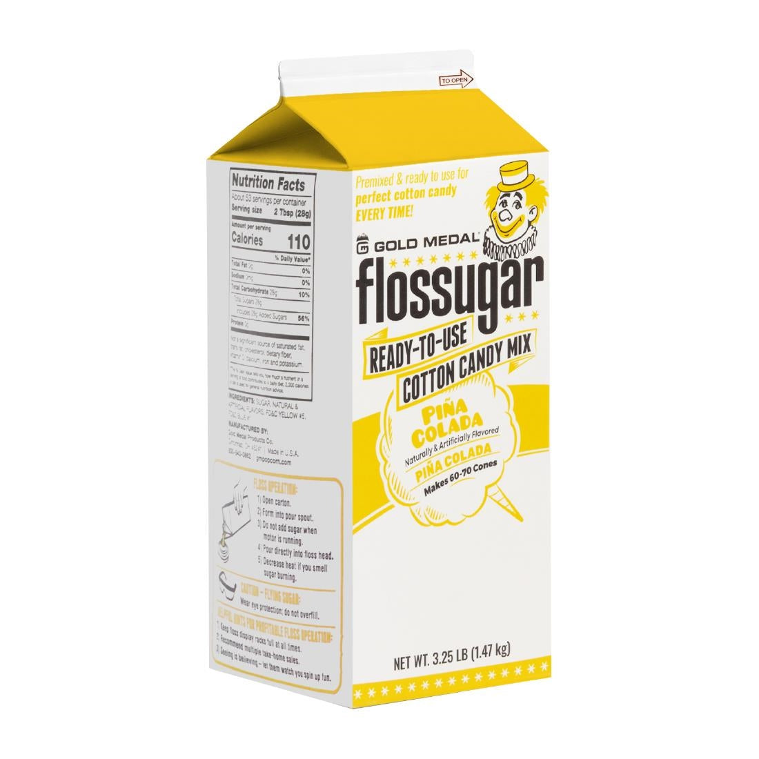 Flossugar Pina Colada Ready to Use Cotton Candy Mix 1.47kg