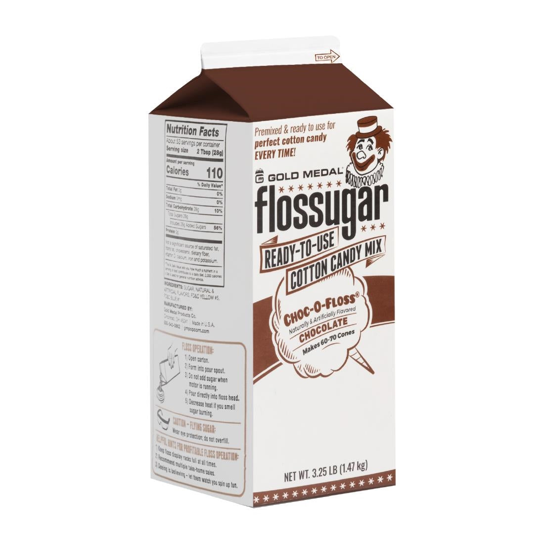 Flossugar Chocolate Ready to Use Cotton Candy Mix 1.47kg