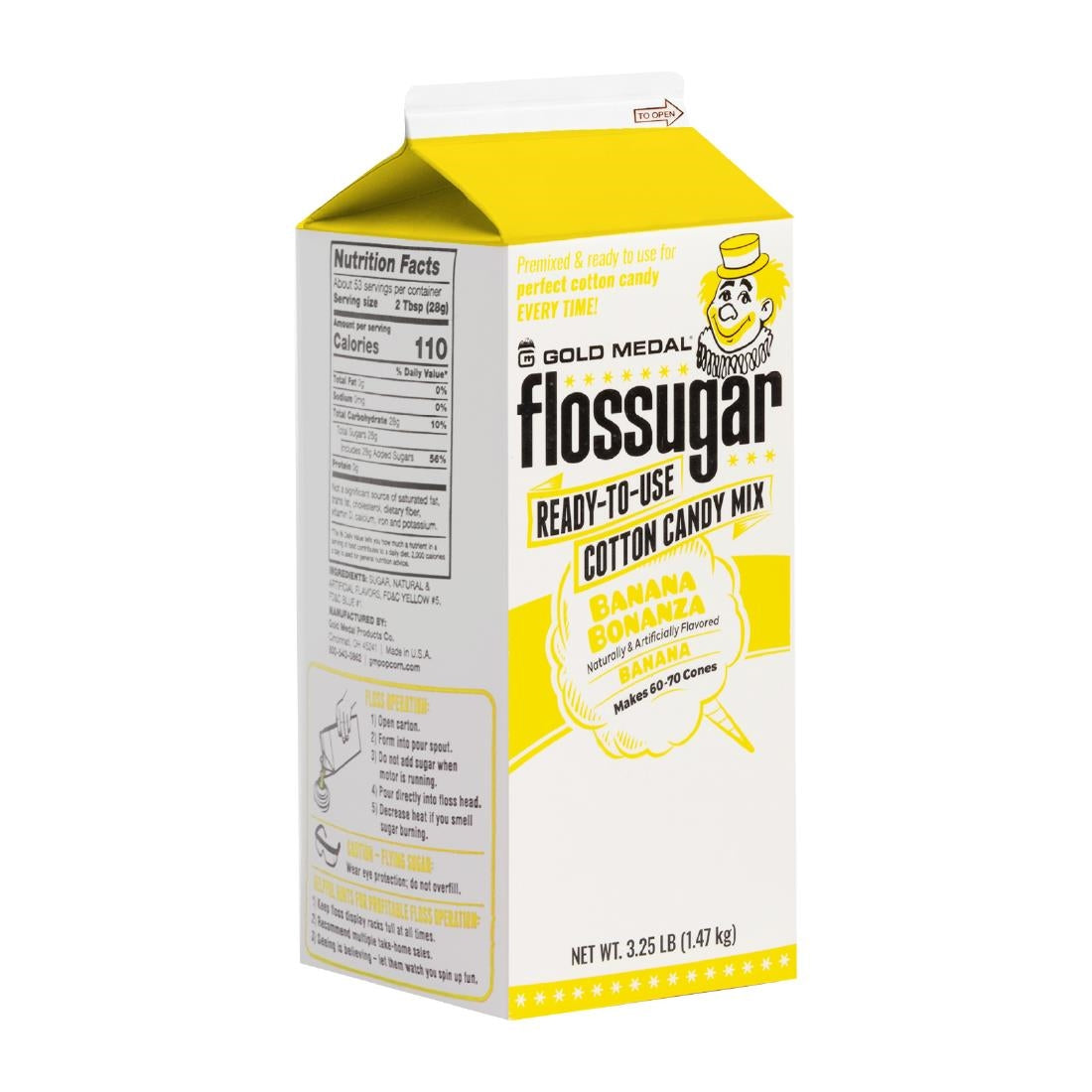Flossugar Banana Ready to Use Cotton Candy Mix 1.47kg