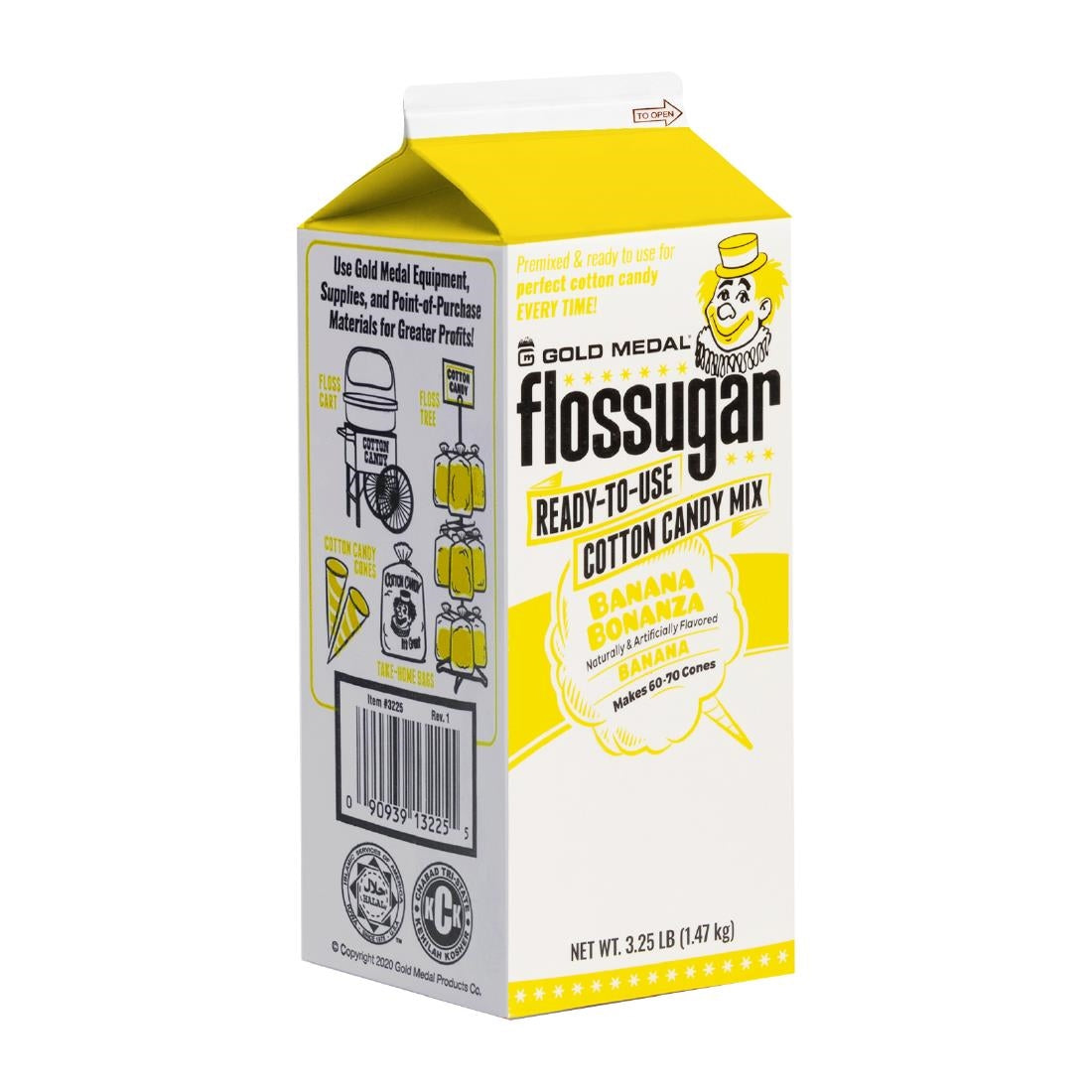 Flossugar Banana Ready to Use Cotton Candy Mix 1.47kg