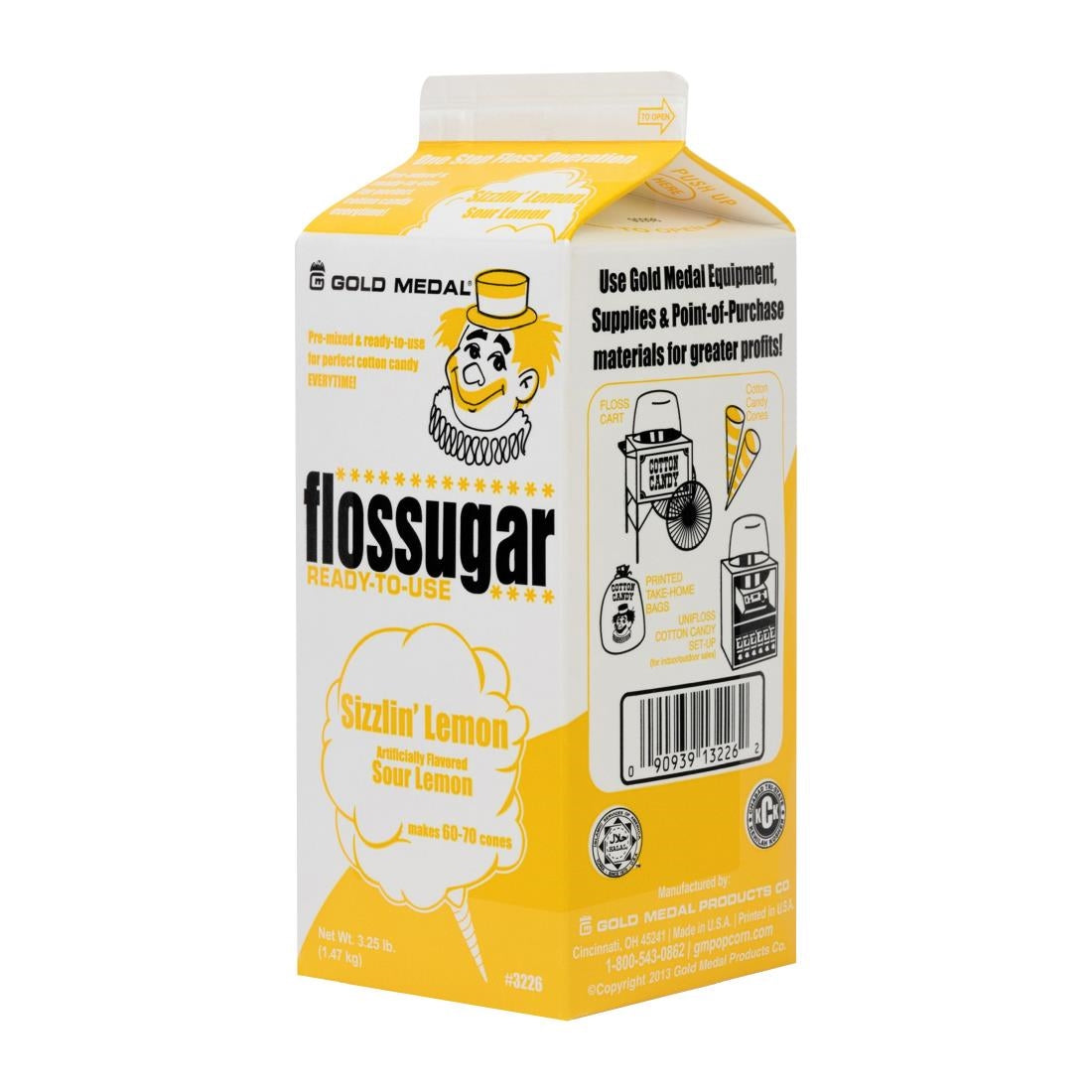 Flossugar Sour Lemon Ready to Use Cotton Candy Mix 1.47kg