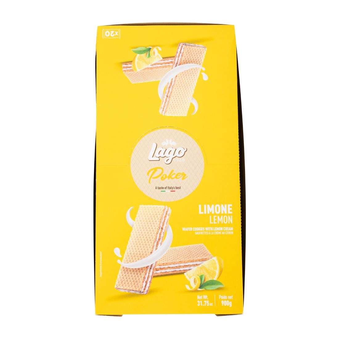 Gastone Lago Poker Lemon Cream Wafers 45g (20 Pack)