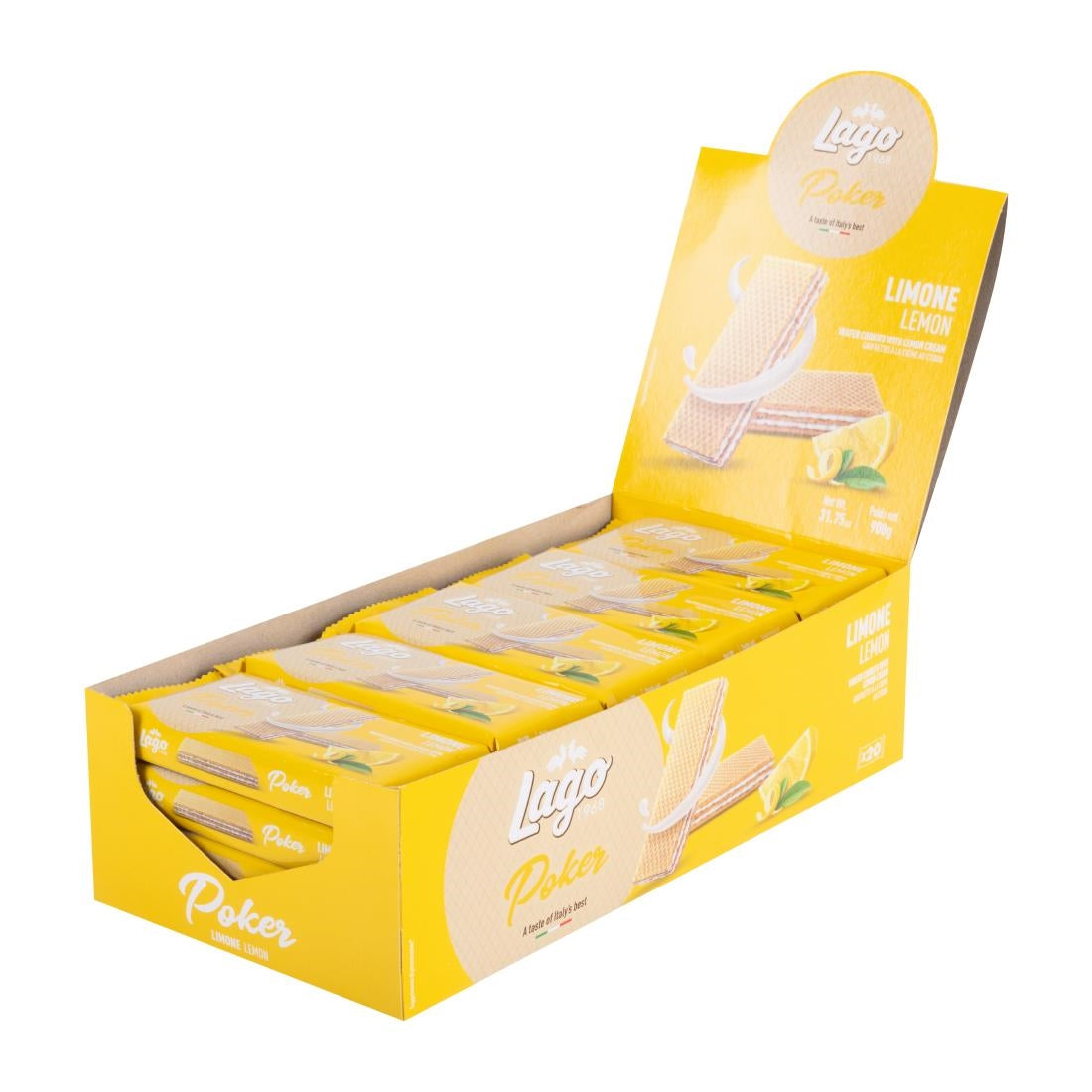 Gastone Lago Poker Lemon Cream Wafers 45g (20 Pack)