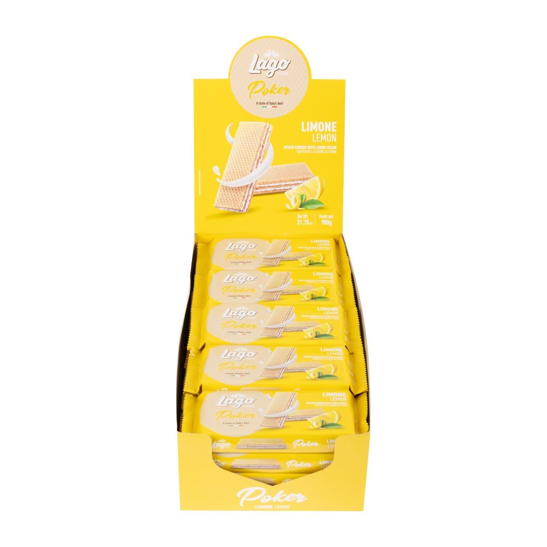 Gastone Lago Poker Lemon Cream Wafers 45g (20 Pack)