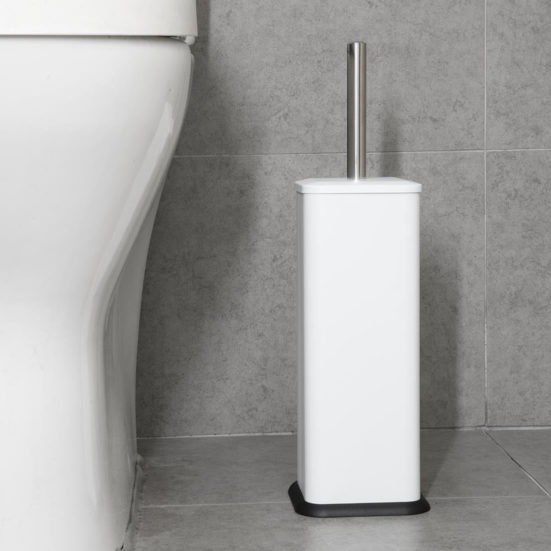Jantex Square Toilet Brush and Holder - White