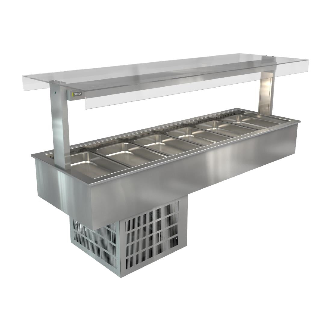 Cossiga Linear Series Drop-in Refrigerated Well Flat Top Sneeze Guard 2165mm