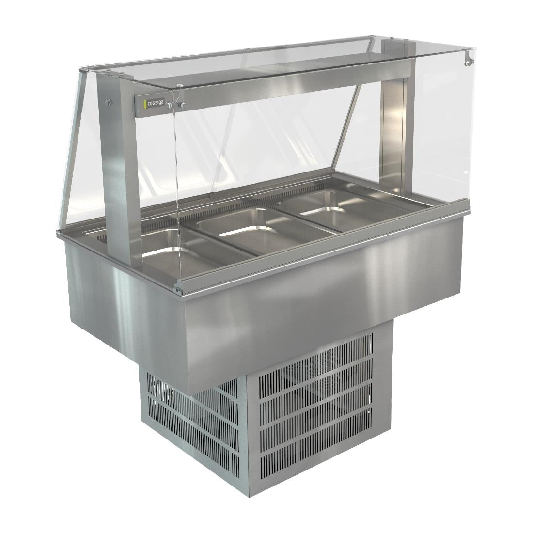 Cossiga Linear Series Drop-in Refrigerated Well Full Square Glass Gantry 1145mm