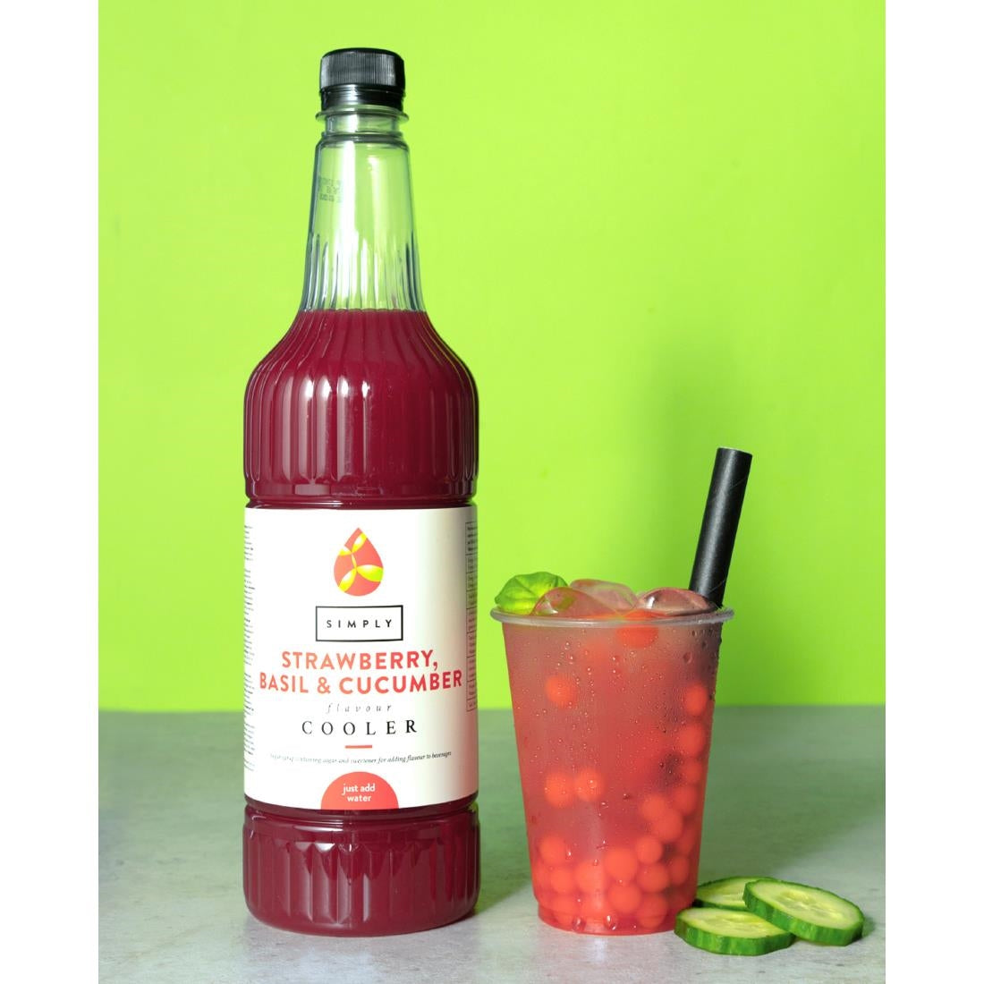 Simply Strawberry, Basil & Cucumber Cooler Syrup 1Ltr