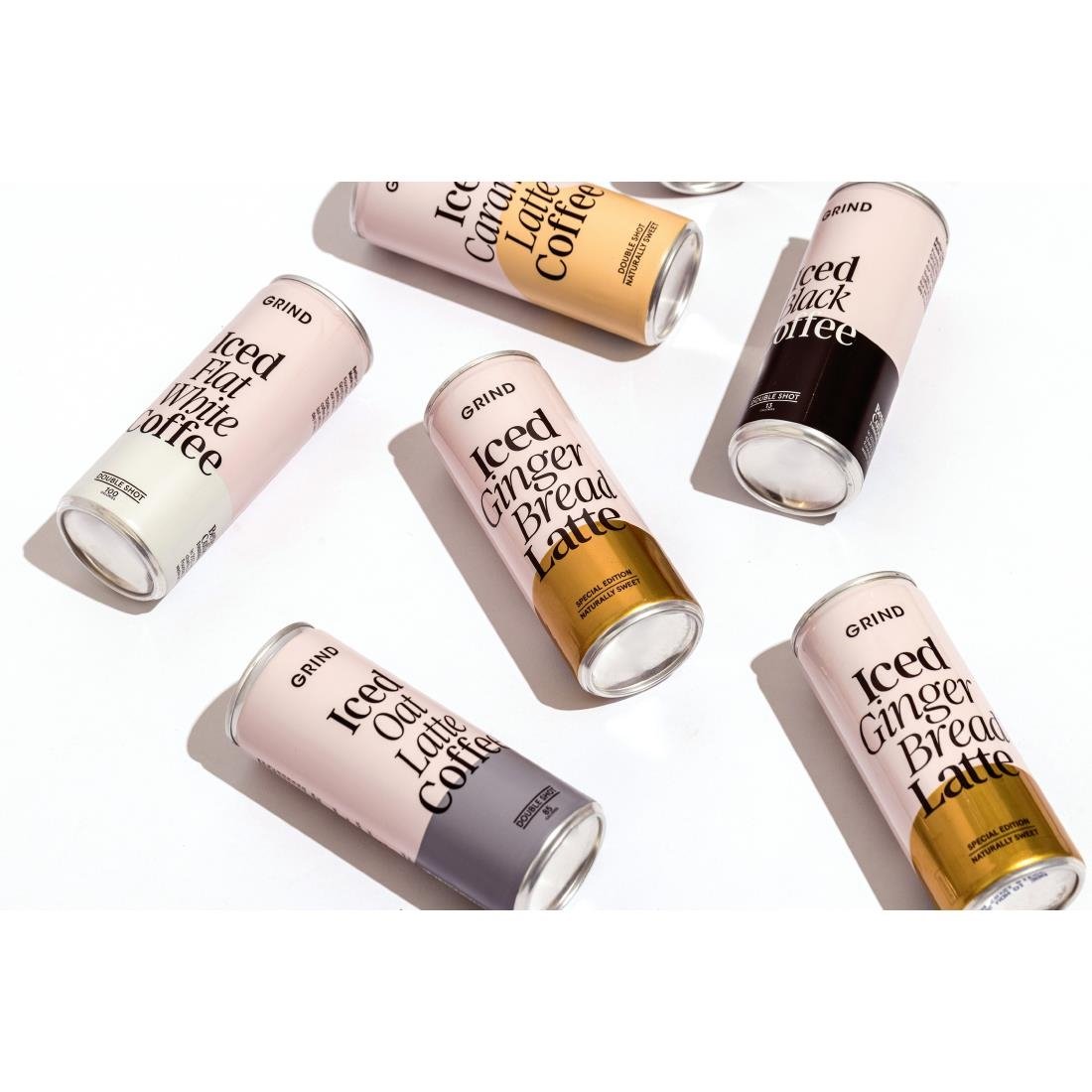 Grind Iced Flat White Coffee Cans 250ml (8 Pack)