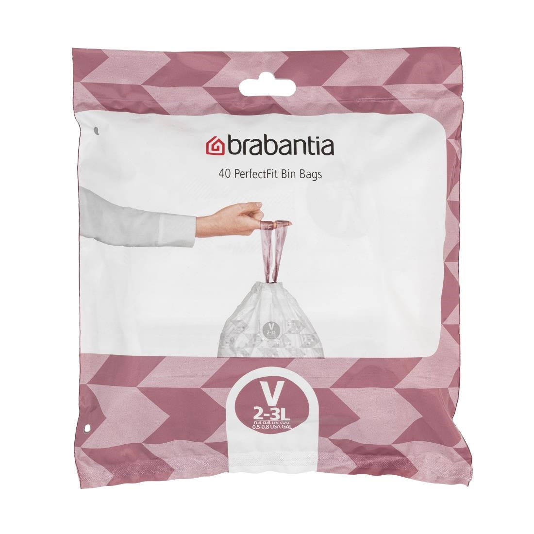 Brabantia PerfectFit Bin Bags, Code V, 2-3Ltr (40 Pack)