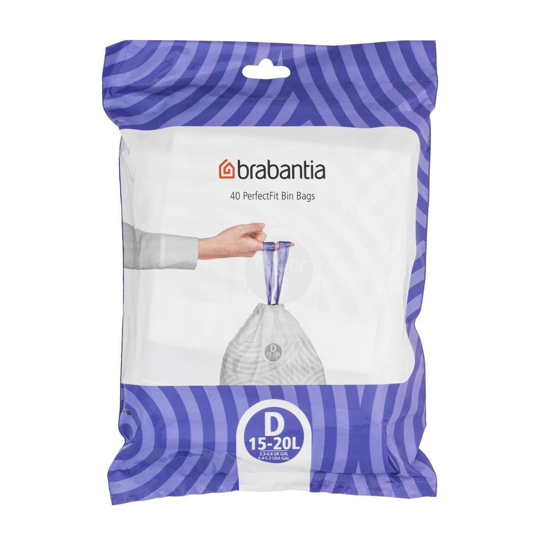 Brabantia PerfectFit Bin Bags, Code D, 15-20Ltr (40 Pack)