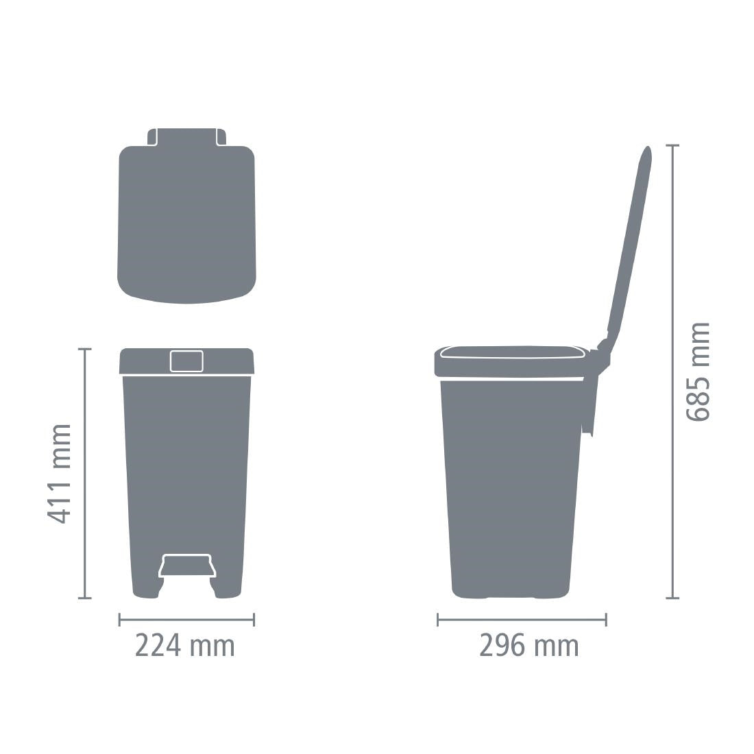 Brabantia StepUp Pedal Bin Dark Grey 16Ltr