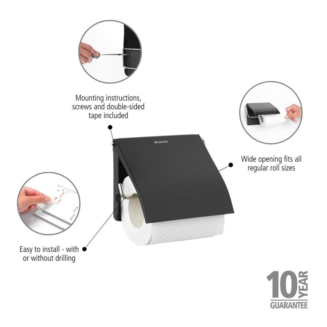 Brabantia Renew Toilet Roll Holder Matt Black