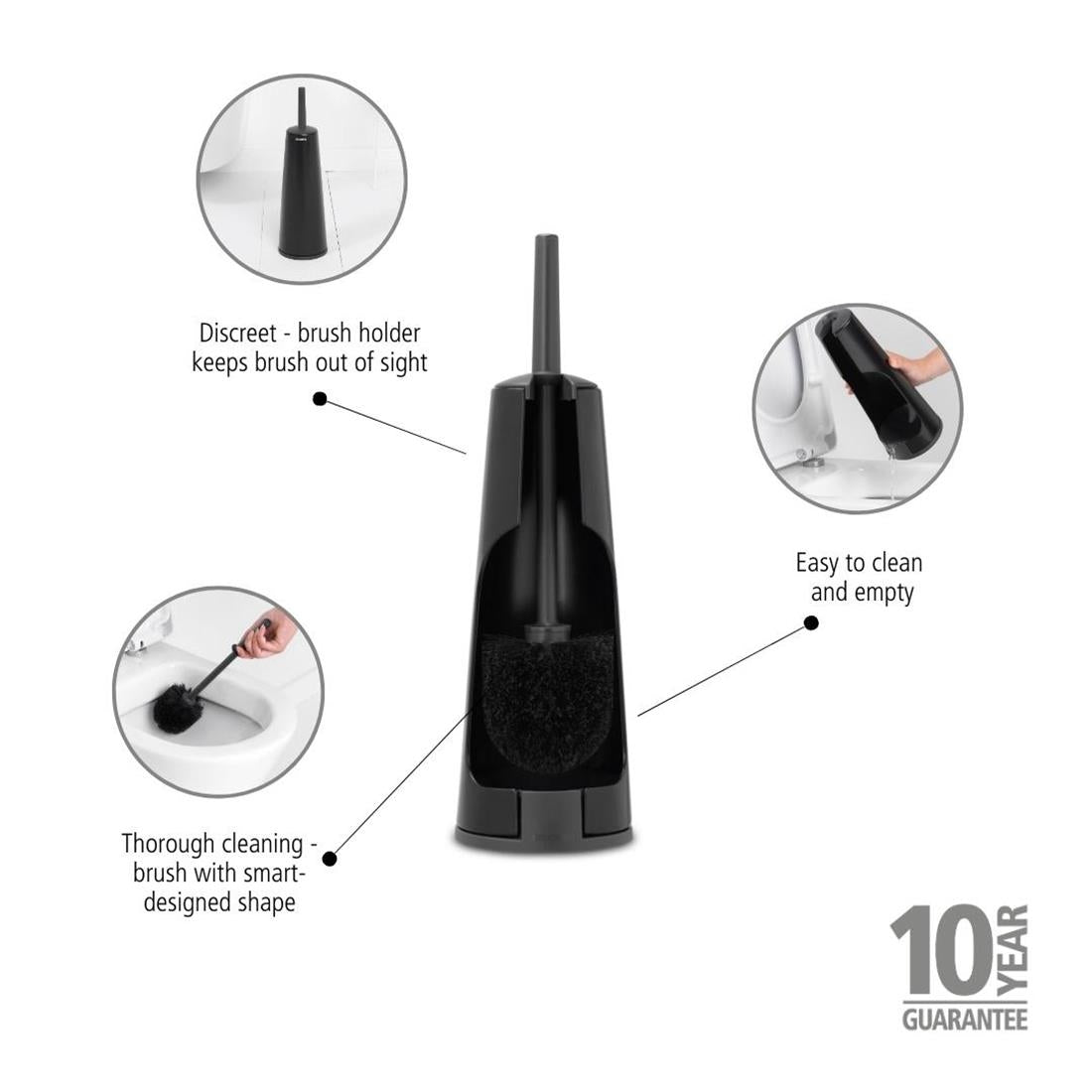 Brabantia Renew Toilet Brush and Holder Matt Black