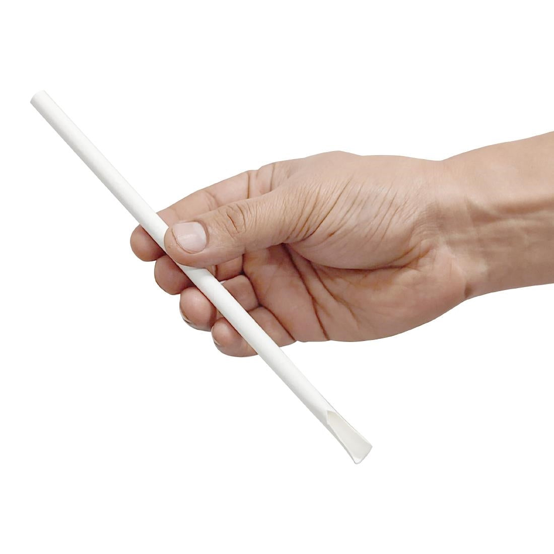 Fiesta Compostable Paper Spoon Straw White 210x8mm (250 Pack)