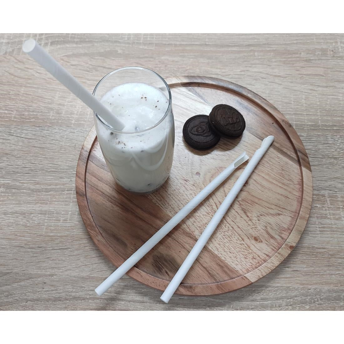 Fiesta Compostable Paper Spoon Straw White 210x8mm (250 Pack)