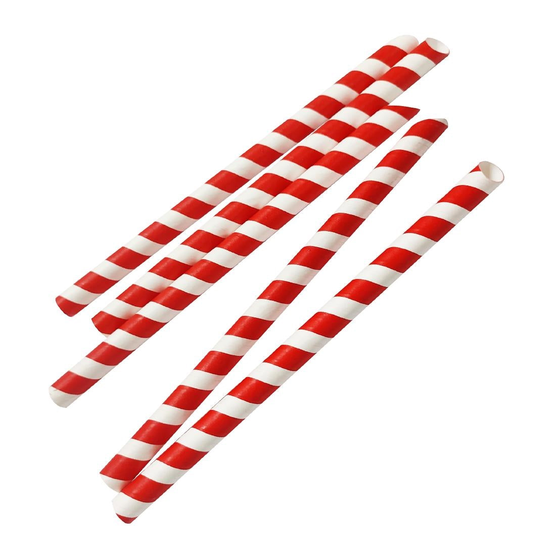 Fiesta Compostable Bubble Tea Straw Red & White 12x210mm (150 Pack)