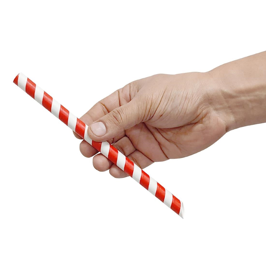 Fiesta Compostable Bubble Tea Straw Red & White 12x210mm (150 Pack)