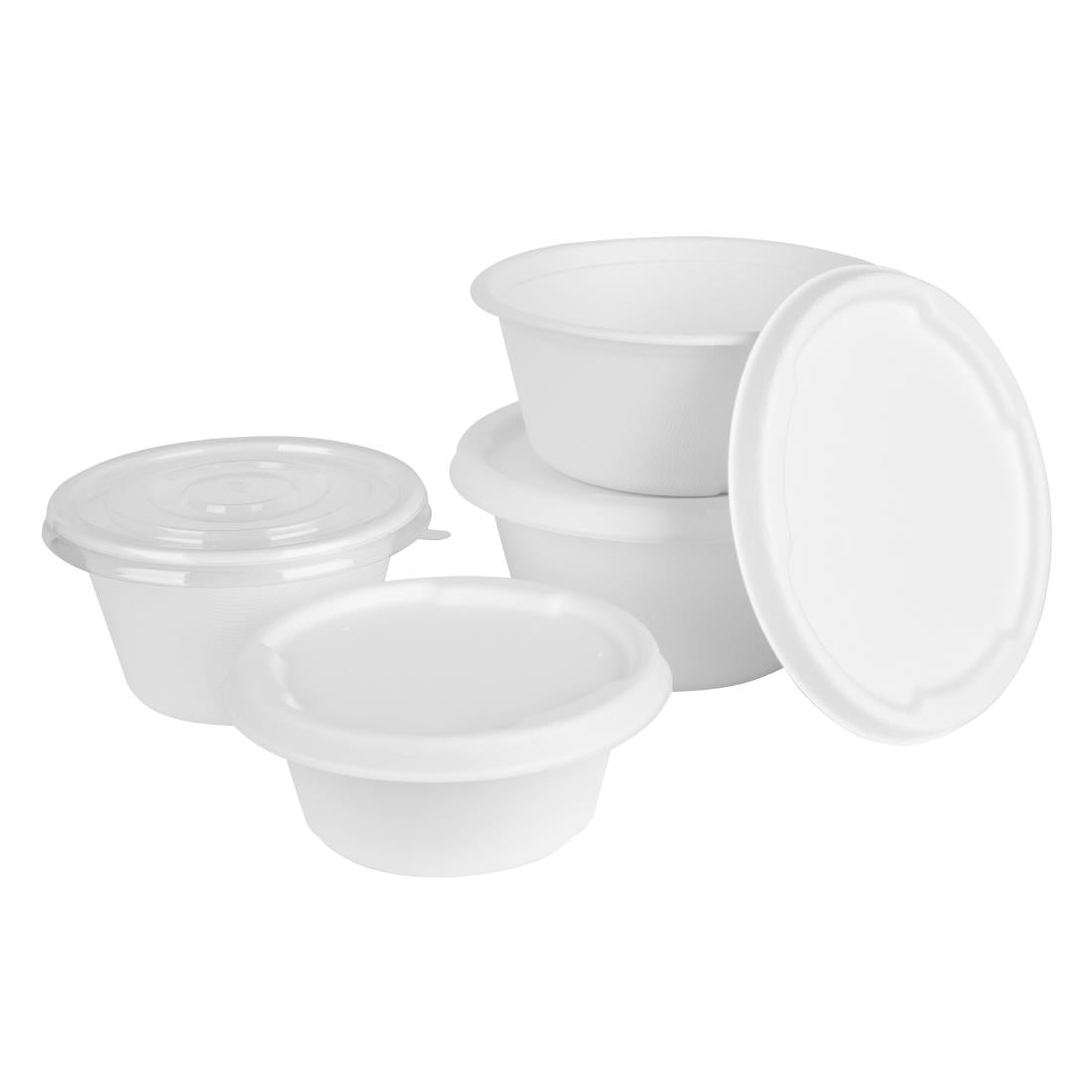 Fiesta Compostable Bagasse Lids for 400/500ml Bowl Bases (50 Pack)