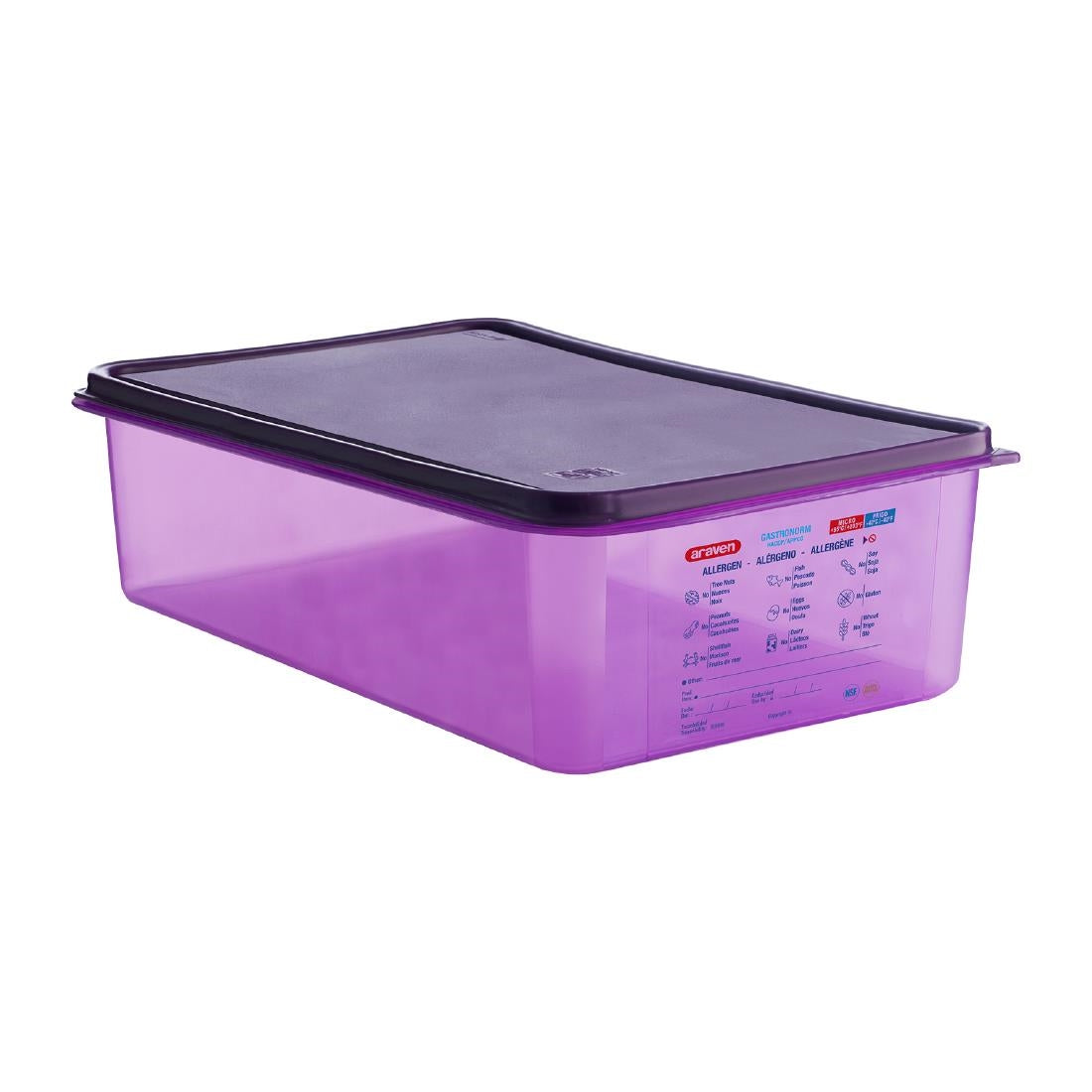 Araven Allergen Polypropylene 1/1 Gastronorm Food Container Purple 20Ltr