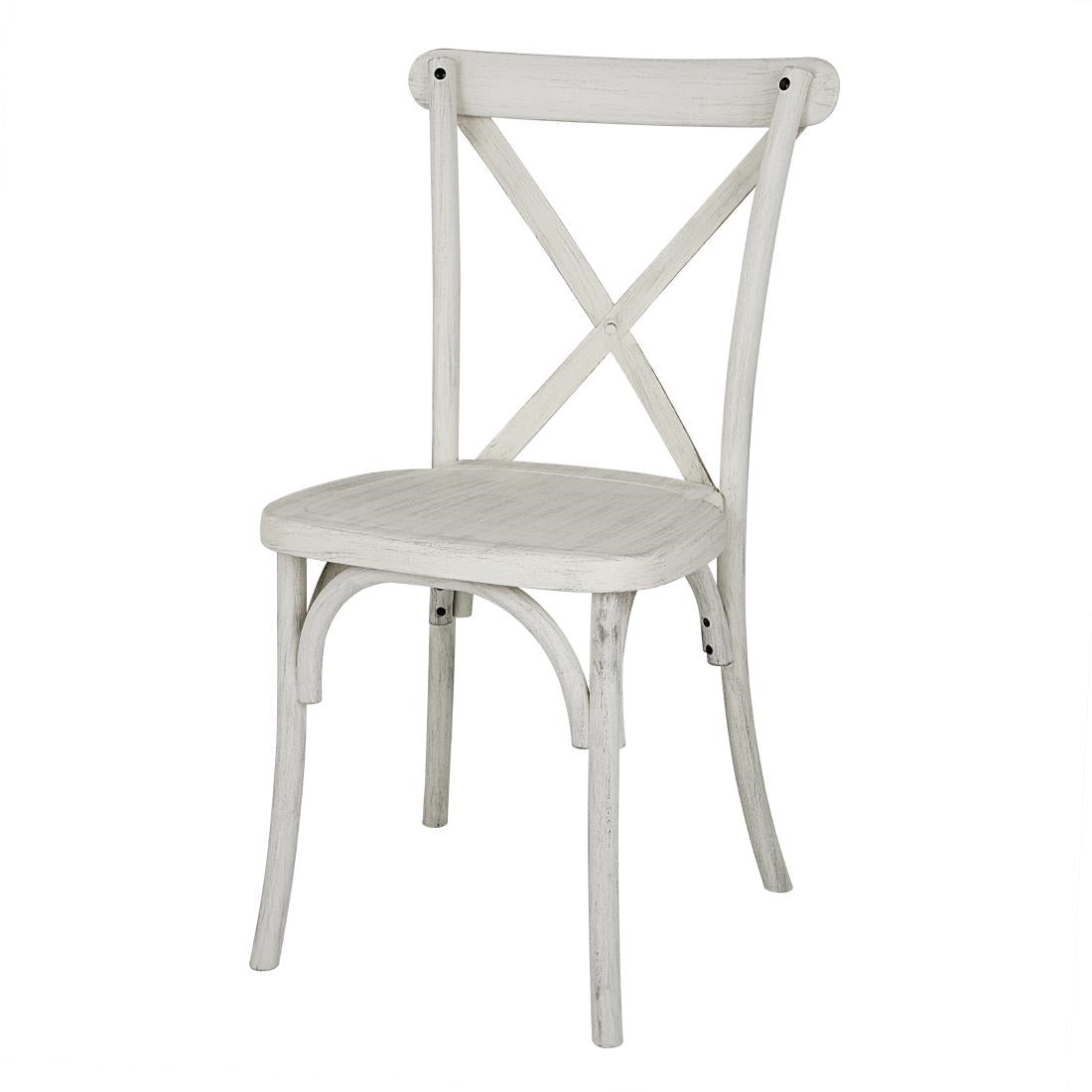 Bolero Manhattan Cross-Back Resin Chairs Limewash (4 Pack)