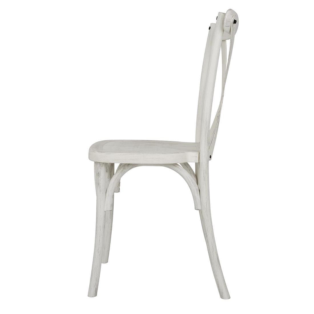 Bolero Manhattan Cross-Back Resin Chairs Limewash (4 Pack)